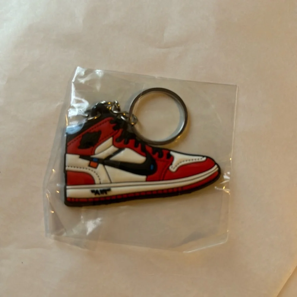 Keychain, NEW, Sneaker, Red, Black & White, Swoosh, Unisex
